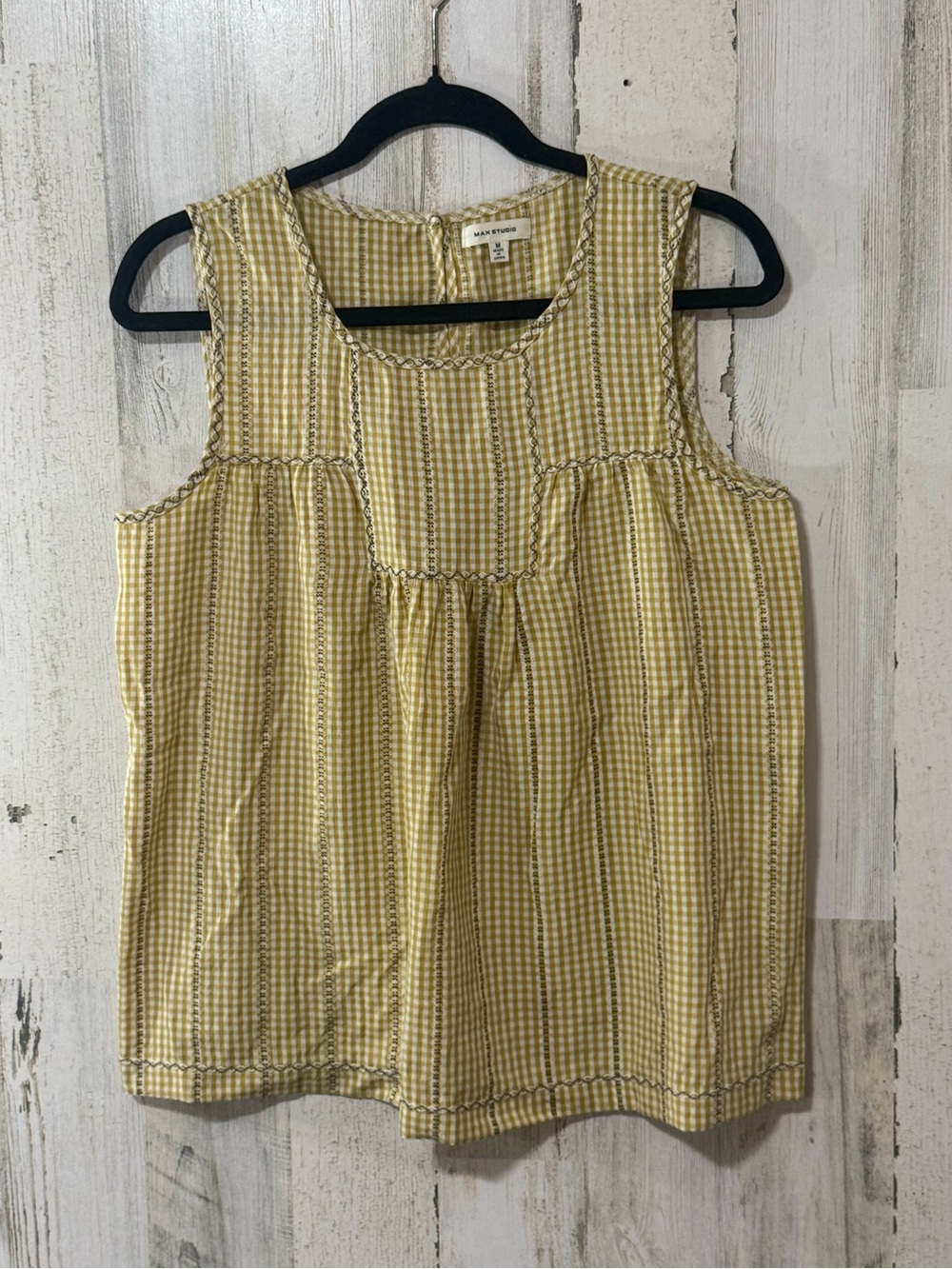 Max Studio Yellow Gingham Sleeveless Cotton Top - Picture 11 of 11